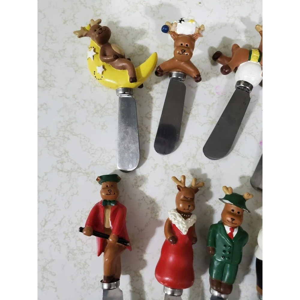 Vintage Set of Four 8 Ritzy Reindeer Cheese/Butter Spreaders Charcuterie